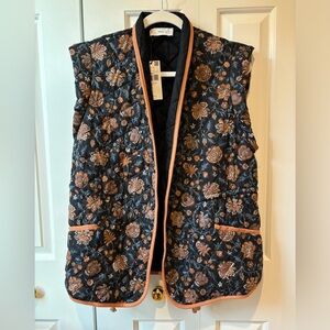 Mango floral quilted vest